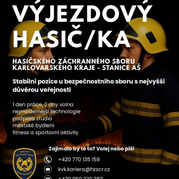 Hasičský záchranný sbor Karlovarského kraje přijme pro stanici Aš výjezdového hasiče/hasičku