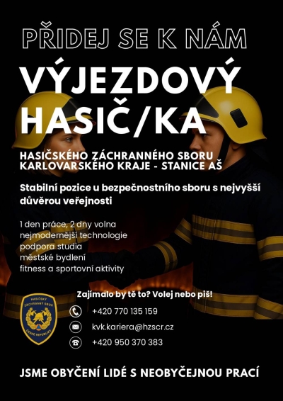 Náhled události: Hasičský záchranný sbor Karlovarského kraje přijme pro stanici Aš výjezdového hasiče/hasičku